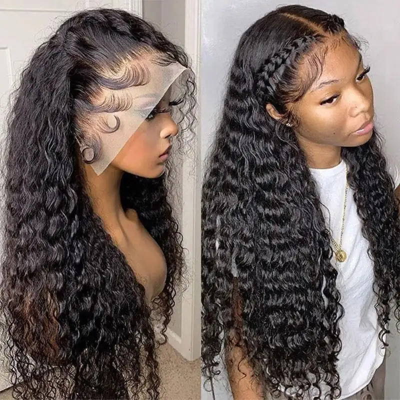 100% Raw Unprocessed Virgin Brazilian Lace Front Wigs Water Weave Human Hair Cuticle Aligned 13x6 HD Lace Frontal Wig