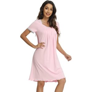 Camisón de Viscosa de Bambú Personalizado para Mujer, Manga Corta, Plisado, Tallas Grandes S-3X - Product Image 6