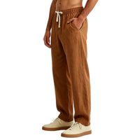 Pantalon décontracté grande taille pour hommes Taille élastique Lin de sport respirant en lin de coton Pantalon actif pour hommes
