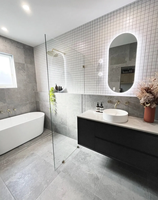 Meuble-lavabo mural moderne en chêne noir avec caractéristiques résistantes à l'eau et faciles à nettoyer, miroir non inclus, pour salle de bain