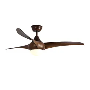 Factory Wholesale High Quality wood color Curved blade 52" ornamental hang fans 52 inch decorative ceiling fan with lamp