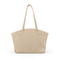 Sac fourre-tout en cuir PU tissé avec logo personnalisé LZ, grande capacité, sac à main pour femme, sac de travail, sac de voyage, sac de plage, Tas Wanita