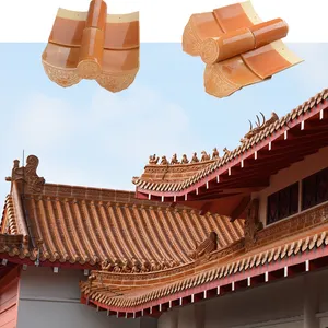 Haus Tempel Pavillon Villa chinesischen Stil klassisch glasierte gelbe Dachziegel Ton für Tempel Tor Design