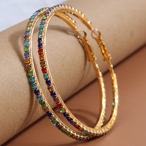 Orecchini a Cerchio Minimalisti Scintillanti per Donne, Eleganti Gioielli Rotondi alla Moda - Product Image 1