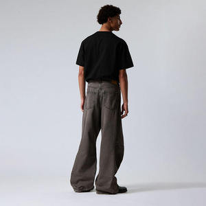 Jeans Anchos Vintage Gris Marrón Personalizados al por Mayor para Hombre, Jeans Rectos Desgastados, Jeans Casuales de Moda con Cintura Media y Corte Acampanado para Hombre - Product Image 3