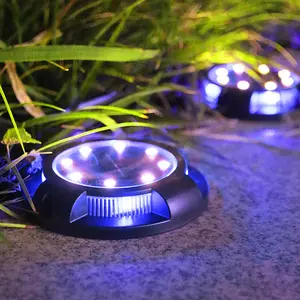 8 Pack Outdoor Waterpoof 12 Led Disk Grond Solar Dekverlichting Outdoor Tuin Licht