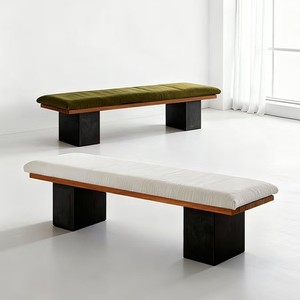 Modern Minimalist Solid Wood <b>Bench</b> With Tufted Fabric <b>Seat</b> For Living Room <b>Bedroom</b> Entryway And Shoe Changing <b>Bench</b> - Product Image 1