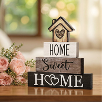 Panneau en bois rustique écologique fait main en forme de maison avec logo personnalisé pour étagères et manteaux de cheminée