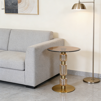 Table basse ronde minimaliste moderne OEM en gros, table d'appoint personnalisée avec cadre en verre pour salon et appartement