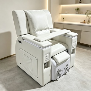 Black <b>Pedicure</b> Massage Chair with Manicure Table Nail Salon Furniture <b>Set</b> Spa <b>Pedicure</b> Station LED Foot Basin Armrest Tray - Product Image 2
