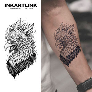 INKARTLINK Autocollant de tatouage Phoenix Aigle Mythique Oiseau de Feu Réaliste à base de plantes Semi-permanent 15 jours Art corporel Fournitures en gros - Product Image 1