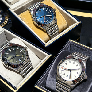 นาฬิกาโครโนกราฟแบบกลไกสไตล์ BLS, ขนาด 40 มม., แสดงเวลาสองระบบ 4 เข็ม GMT, สายแบบ <span class=keywords><strong>Bullet</strong></span> Bracelet, หน้าปัดเรืองแสง, กล่องของขวัญแท้ - Product Image 1