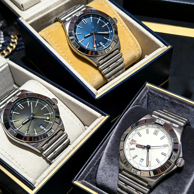 BLS Style Mechanical Chronograph Watch, 40mm Dual Time 4-Hand GMT, Bullet Bracelet, Luminous Display Original Gift Box