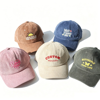Topi Baseball 6 Panel Bahan Corduroy Bordir Datar Logo Kustom Produsen Headwear OEM ODM Pemasok Grosir Pabrik