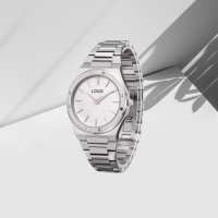 Jam tangan logo kustom 3ATM jam tangan pria, jam tangan tali baja tahan karat sangat tipis modis suasana sederhana Quartz
