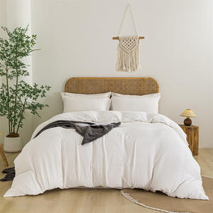 Housse <span class=keywords><strong>de</strong></span> couette en <span class=keywords><strong>gaze</strong></span> double couche en <span class=keywords><strong>coton</strong></span> pur <span class=keywords><strong>de</strong></span> couleur unie sur mesure, ensemble <span class=keywords><strong>de</strong></span> literie 3 pièces, respirant, taies d'<span class=keywords><strong>oreiller</strong></span> - Product Image 2