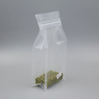 Doypack en plastique transparent, debout, avec 8 côtés, fermeture à quatre côtés, fond en forme de gousset, pochette avec fermeture éclair et poignée