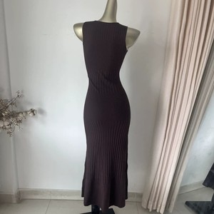 Robe de plage décontractée <span class=keywords><strong>en</strong></span> tricot côtelé pour femme, sexy, maxi, col <span class=keywords><strong>en</strong></span> V évidé, sans manches, coupe trapèze, cache-maillot de bain, pour les <span class=keywords><strong>vacances</strong></span> d'été - Product Image 2