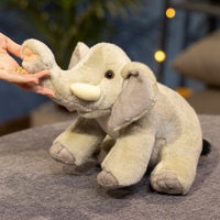Peluche d'éléphant simulée, jouet en peluche animal, mascotte de zoo, souvenir, produit personnalisé, peluche d'éléphant gris à grandes oreilles pour bébé
