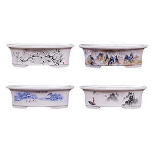 Lavabo de bonsái de porcelana blanca Yixing, macetas de cerámica pintadas a alta temperatura para interiores/exteriores, macetas, jardín doméstico chino - Product Image 1