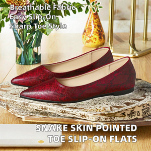 Chaussures plates tendance pour femmes, motif peau de serpent, bout pointu, respirantes, résistantes à l'usure, à enfiler, pour l'automne et l'été - Product Image 2