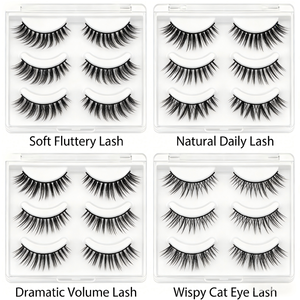 Ciglia finte all'ingrosso a lunghezza intera 10-12mm, personalizzabili, sottili e morbide, effetto occhio di gatto 3D naturale, lunghezze miste - Product Image 5