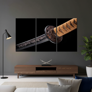 Samurai Sword Art Deco <b>Canvas</b> Set Modern Panel Print with Clear <b>Frame</b> Hanging Wall Decor SET of 3 <b>CANVAS</b> - Product Image 3