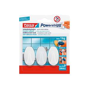 Tesa Haken Powerstrips Pequeño Weiß ovalado 3 Stück - Product Image 1