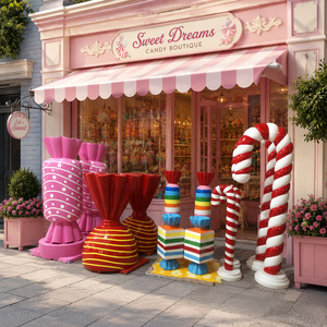 Statua Gigante di Angelo in Resina Dipinta a Mano Eco-Friendly per Esterni, Scultura Decorativa per Esposizione <span class=keywords><strong>Caramelle</strong></span>, Arco a Bastoncino di Zucchero per Dessert - Product Image 1