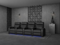Canapé inclinable électrique moderne à trois places en cuir véritable et bois, zéro gravité, extensible, pour hôtel, avec LED 7 couleurs
