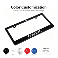 BOLONG Prêt à expédier – Cadre de plaque d'immatriculation en plastique ABS personnalisé pour voiture, norme américaine, avec logo imprimé, noir, support de plaque de taille américaine