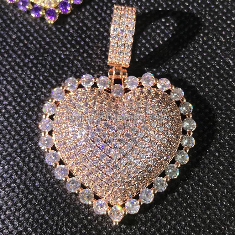 RQ New Heart Pendant Necklace - High Quality Iced Out Jewelry