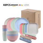 Wheat <b>Straw</b> Tableware Set With Plates Bowls <b>Cups</b> Cutlery For Home And Commercial Use - Product Image 5