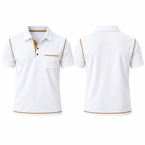 Model <b>Polo</b> <b>Shirt</b> <b>With</b> <b>Pocket</b> For <b>Men</b> Custom Logo Contrast Trim Pique Fabric Smart Casual Resort Wear Team Uniform Apparel - Product Image 2