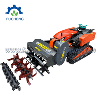 Robot débroussailleuse à fléaux sur chenilles rouge, télécommandée, multifonctionnelle, avec moteur diesel, 800 mm, pour broyage d'arbres, à prix bas