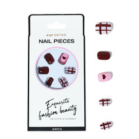 Faux ongles personnalisés coréens en plastique recyclé, faux ongles courts et carrés, fournisseur d'ongles artificiels à la mode, non toxiques et durables