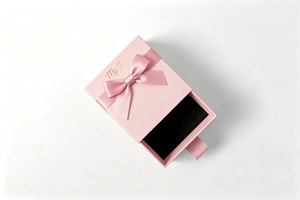 Sweet Pink Bow Dot Girl Heart <b>Square</b> Jewelry Gift Packaging Box Necklace Earrings Bracelet Customization - Product Image 3