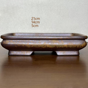 Pot à bonsaï classique rectangulaire en argile, grossier, décoratif, sculpté à la main, écologique, non verni, pour sol, maison, jardin, intérieur et extérieur - Product Image 6
