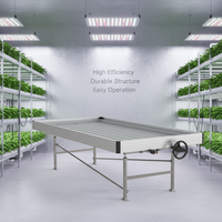 Table de culture roulante de qualité commerciale durable, banc hydroponique à flux et reflux avec support lumineux pour plantes