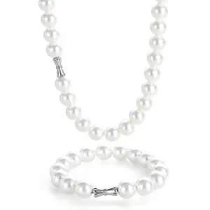 Kalung Choker mutiara imitasi bulat Dainty putih hadiah perhiasan untuk ibu pacar istri