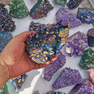 Bán Buôn Cầu Vồng Mạ <span class=keywords><strong>Aqua</strong></span> <span class=keywords><strong>Aura</strong></span> Thiên Thần Thạch Anh Đá Tinh Thần Chữa Bệnh Cụm Pha Lê - Product Image 3