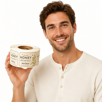 Étiquettes personnalisées pour pots de miel, autocollants imperméables pour emballages alimentaires, étiquettes en papier kraft avec logo en relief doré, rouleaux adhésifs