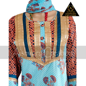 Cotton Fabric Print Floral Long Breathable <b>Plus</b> <b>Size</b> Abaya Modest Muslim Dress Headscarf <b>Kaftan</b> for Women Inspired Dubai - Product Image 1