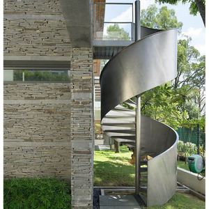 Escalera flotante de madera de larguero de alta calidad para escalera curvada de hierro forjado para interiores y exteriores - Product Image 5