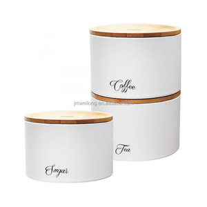 Nhà Bếp Xếp Chồng Hộp Trà Đường Cà Phê <span class=keywords><strong>Jar</strong></span> Lưu Trữ Canister <span class=keywords><strong>Set</strong></span> Với Nắp Tre Kim Loại Lưu Trữ Container Bộ <span class=keywords><strong>3</strong></span> - Product Image 2