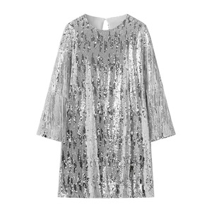 chinese dress ladies Electra Mini Dress - Silver Sequin Short Dress main image 1