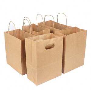 Sacs cadeaux en papier kraft de luxe personnalisés KM, petits sacs cadeaux pour bijoux, design de couleur personnalisé, poignée en papier torsadée, nourriture/vêtements - Product Image 2