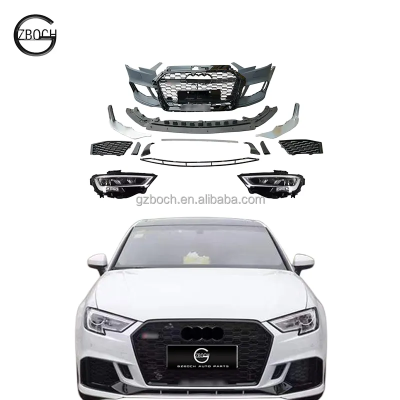 RS3 body kits for 2013-2016 Audi A3 S3 upgrade 2019 RS3 front car bumper assembly A3 headlights