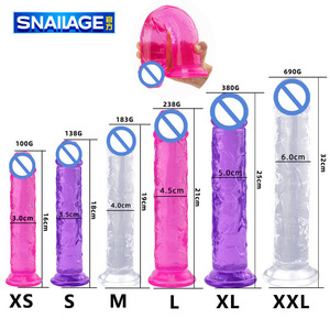 <span class=keywords><strong>Penis</strong></span> Palsu Kristal Transparan dengan Suction Cup untuk Masturbasi Wanita Tanpa Desain Telur Model TPE Berkualitas Tinggi WD2020 - Product Image 2
