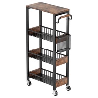 Chariot roulant étroit peu encombrant avec roulettes verrouillables, étagère de rangement domestique multi-niveaux pour l'organisation des espaces restreints